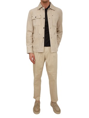 Giubbotto Paolo Pecora in pelle scamosciata avorio in UOMO