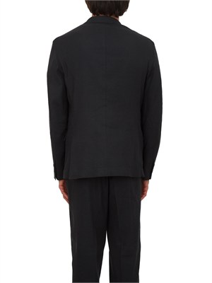 Giacca doppiopetto Paolo Pecora in lino e cotone nero in UOMO