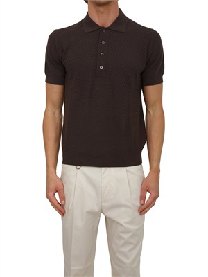 Maglia a polo Paolo Pecora in cotone marrone lavorato in UOMO