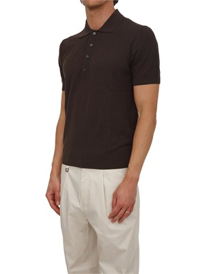 Maglia a polo Paolo Pecora in cotone marrone lavorato in UOMO