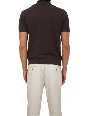 Maglia a polo Paolo Pecora in cotone marrone lavorato in UOMO
