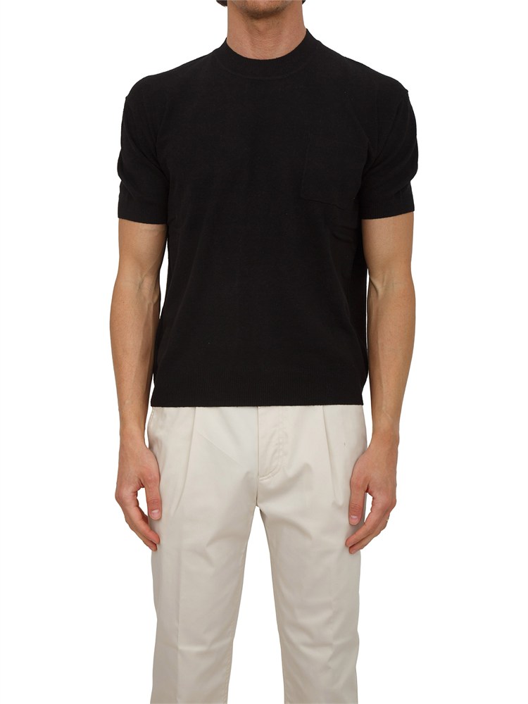 Maglia a maniche corte Paolo Pecora in seta nera