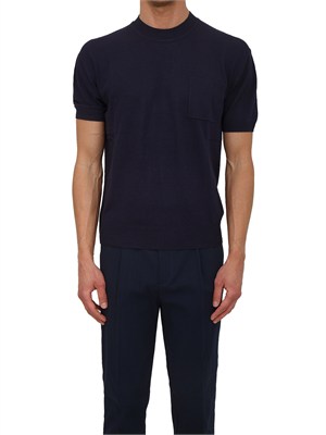 Maglia a maniche corte Paolo Pecora in seta blu in UOMO