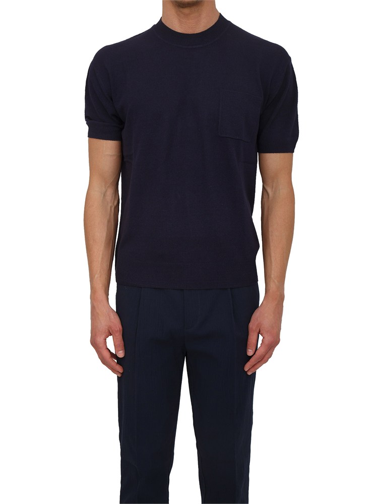 Maglia a maniche corte Paolo Pecora in seta blu