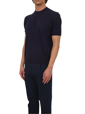 Maglia a maniche corte Paolo Pecora in seta blu in UOMO