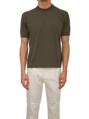 T-shirt Paolo Pecora in maglia di cotone verde in UOMO