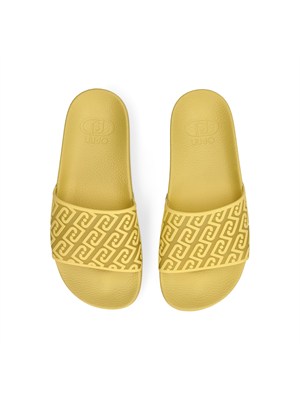 Ciabatte Liu Jo donna giallo lime con maxi fascia logo all over in DONNA