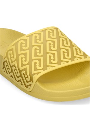 Ciabatte Liu Jo donna giallo lime con maxi fascia logo all over in DONNA