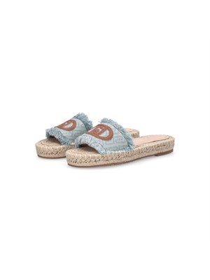 Ciabatte Liu Jo donna in denim jacquard logo con logo a contrasto in DONNA