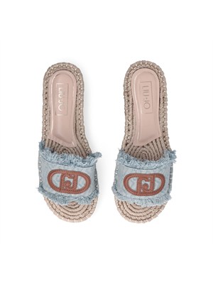 Ciabatte Liu Jo donna in denim jacquard logo con logo a contrasto in DONNA
