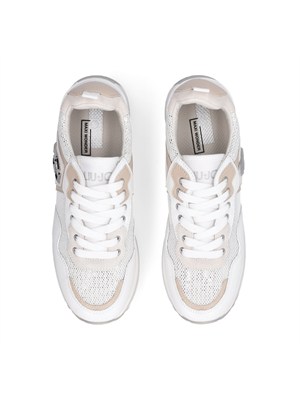 Sneakers Liu Jo donna in pelle bianca con inserti paillettes e suede in DONNA