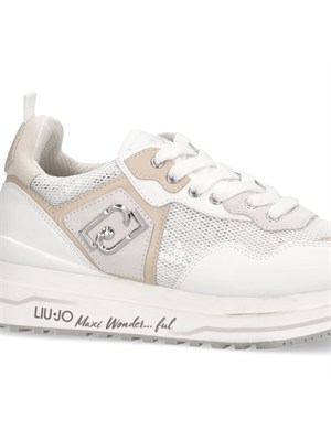 Sneakers Liu Jo donna in pelle bianca con inserti paillettes e suede in DONNA