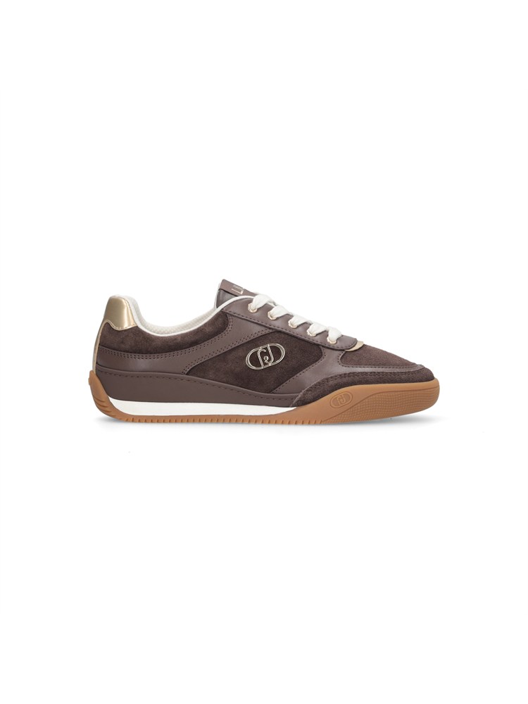 Sneakers Liu Jo donna in suede marrone con inserti glossy in pelle