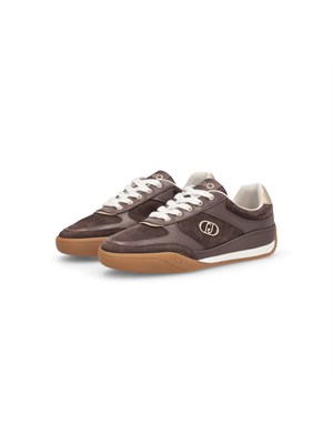 Sneakers Liu Jo donna in suede marrone con inserti glossy in pelle in DONNA