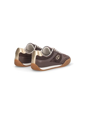 Sneakers Liu Jo donna in suede marrone con inserti glossy in pelle in DONNA