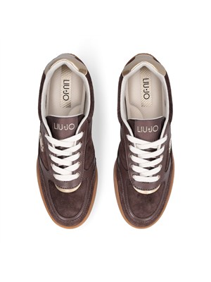 Sneakers Liu Jo donna in suede marrone con inserti glossy in pelle in DONNA