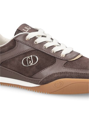 Sneakers Liu Jo donna in suede marrone con inserti glossy in pelle in DONNA
