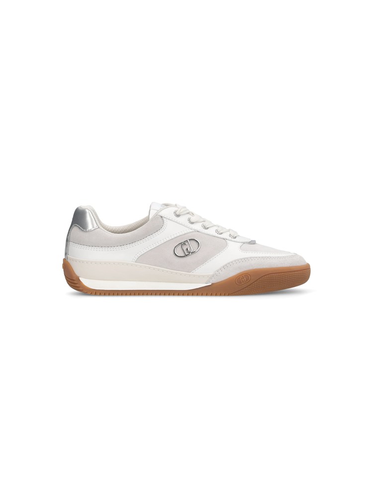 Sneakers Liu Jo donna in suede bianco con inserti glossy in pelle
