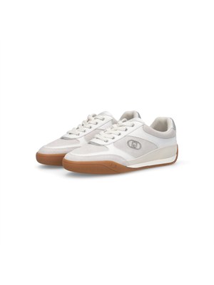 Sneakers Liu Jo donna in suede bianco con inserti glossy in pelle in DONNA