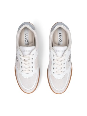 Sneakers Liu Jo donna in suede bianco con inserti glossy in pelle in DONNA