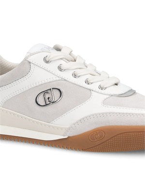 Sneakers Liu Jo donna in suede bianco con inserti glossy in pelle in DONNA