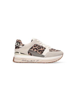 Sneakers Liu Jo donna in suede beige e stampa animalier in DONNA