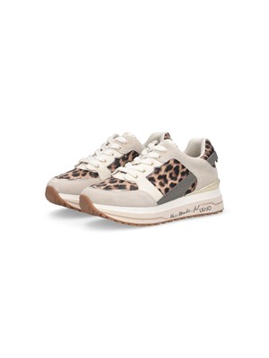 Sneakers Liu Jo donna in suede beige e stampa animalier in DONNA