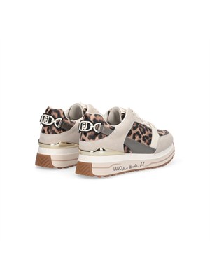 Sneakers Liu Jo donna in suede beige e stampa animalier in DONNA