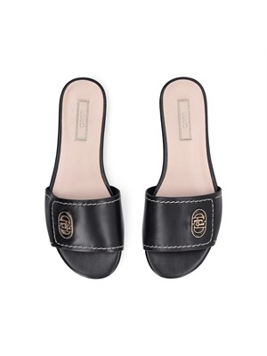 Ciabatte flat Liu Jo donna in pelle nera in DONNA