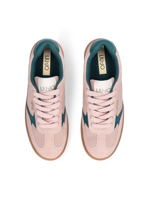 Sneakers Liu Jo donna in suede traforato rosa e dettagli pelle in DONNA