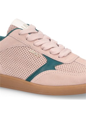 Sneakers Liu Jo donna in suede traforato rosa e dettagli pelle in DONNA