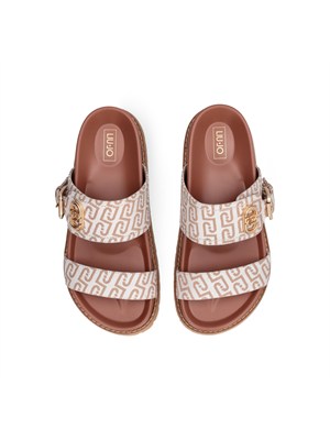 Sandali Liu Jo donna in tessuto avorio logo jacquard all over in DONNA