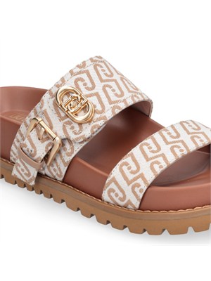 Sandali Liu Jo donna in tessuto avorio logo jacquard all over in DONNA