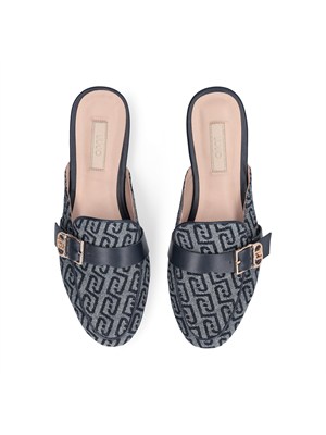 Mules Liu Jo donna in tessuto blu con logo jacquard all over in DONNA