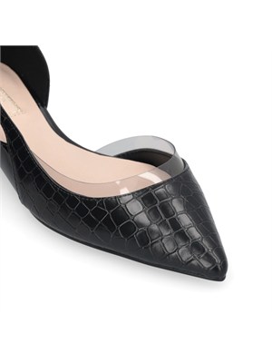 Ballerine Liu Jo donna in vernice nera inserto stampa cocco in DONNA