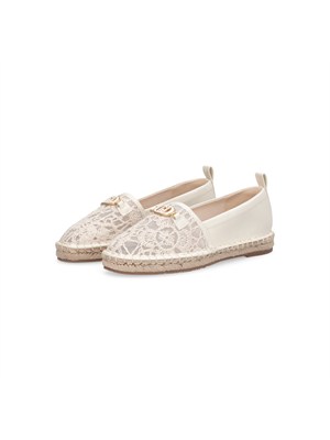 Espadrillas Liu Jo donna in tessuto cipria con pizzo e logo in DONNA