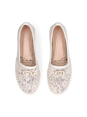 Espadrillas Liu Jo donna in tessuto cipria con pizzo e logo in DONNA