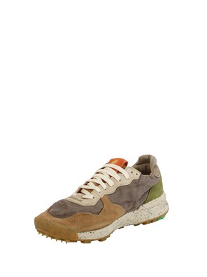 Chacrona Linen Satorisan in lino tortora e pelle multicolor in UOMO