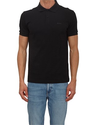 Polo nera Boss uomo in pregiato cotone in UOMO