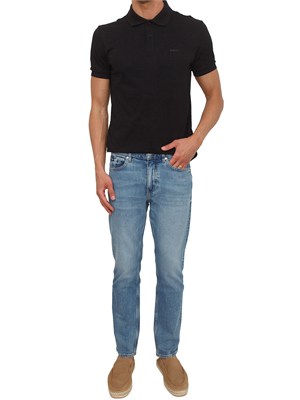 Polo nera Boss uomo in pregiato cotone in UOMO