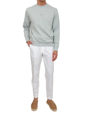 Felpa Boss uomo in cotone verde acqua in UOMO