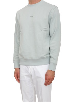 Felpa Boss uomo in cotone verde acqua in UOMO