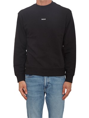 Felpa nera Boss uomo in cotone in UOMO