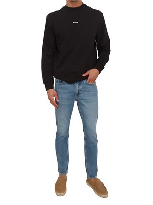 Felpa nera Boss uomo in cotone in UOMO