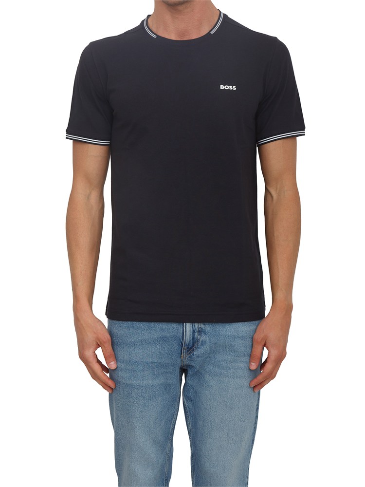 T-shirt BOSS uomo in cotone elasticizzato blu