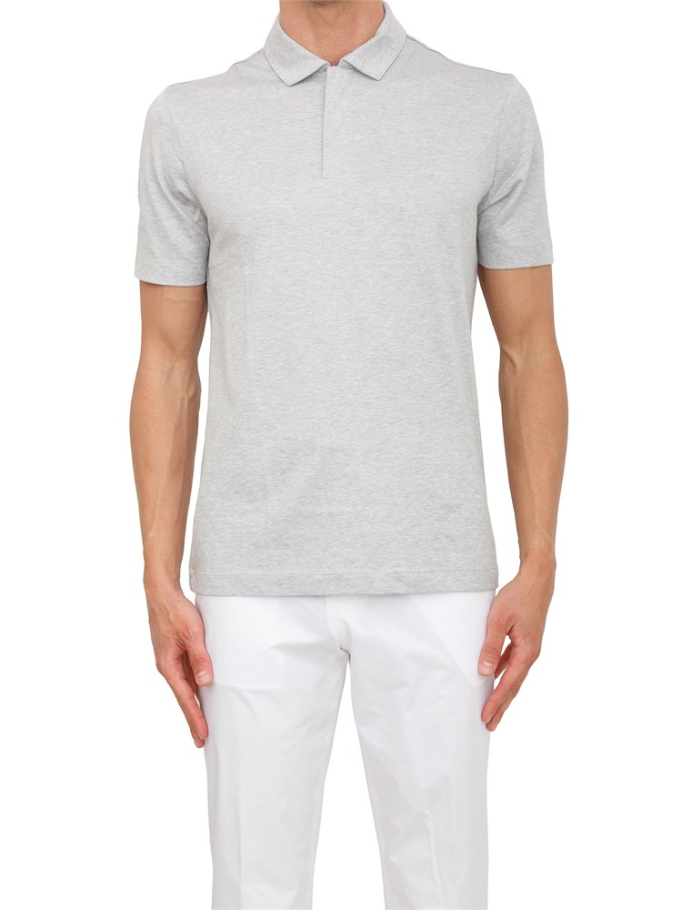 Polo grigia Boss uomo in misto cotone