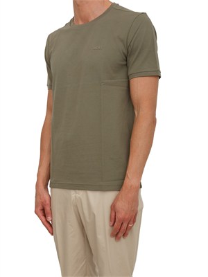T-shirt BOSS uomo in cotone elasticizzato verde in UOMO