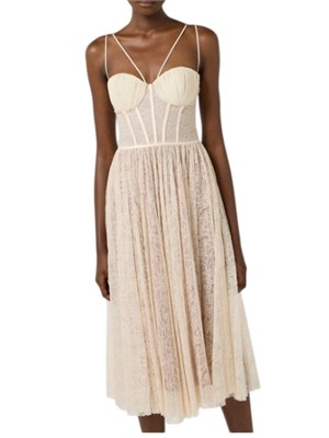 Abito in pizzo cipria Elisabetta Franchi in DONNA