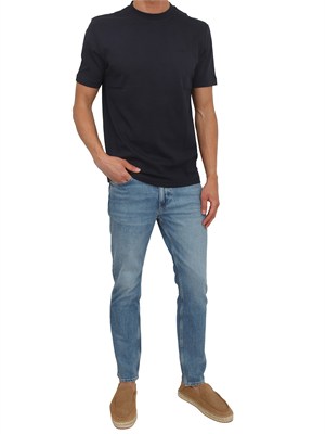 T-shirt BOSS uomo in cotone interlock blu in UOMO