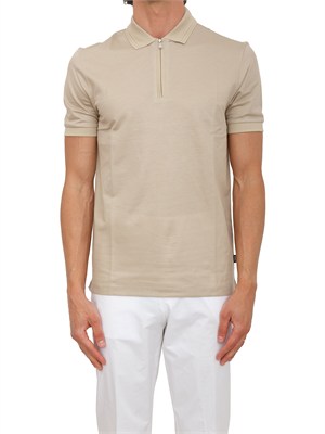Polo BOSS uomo in cotone mercerizzato beige in UOMO